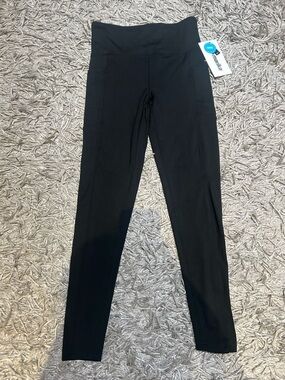 Marika Black High Waist Leggings Side Pockets Women’s Size L